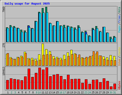 Daily usage for August 2025